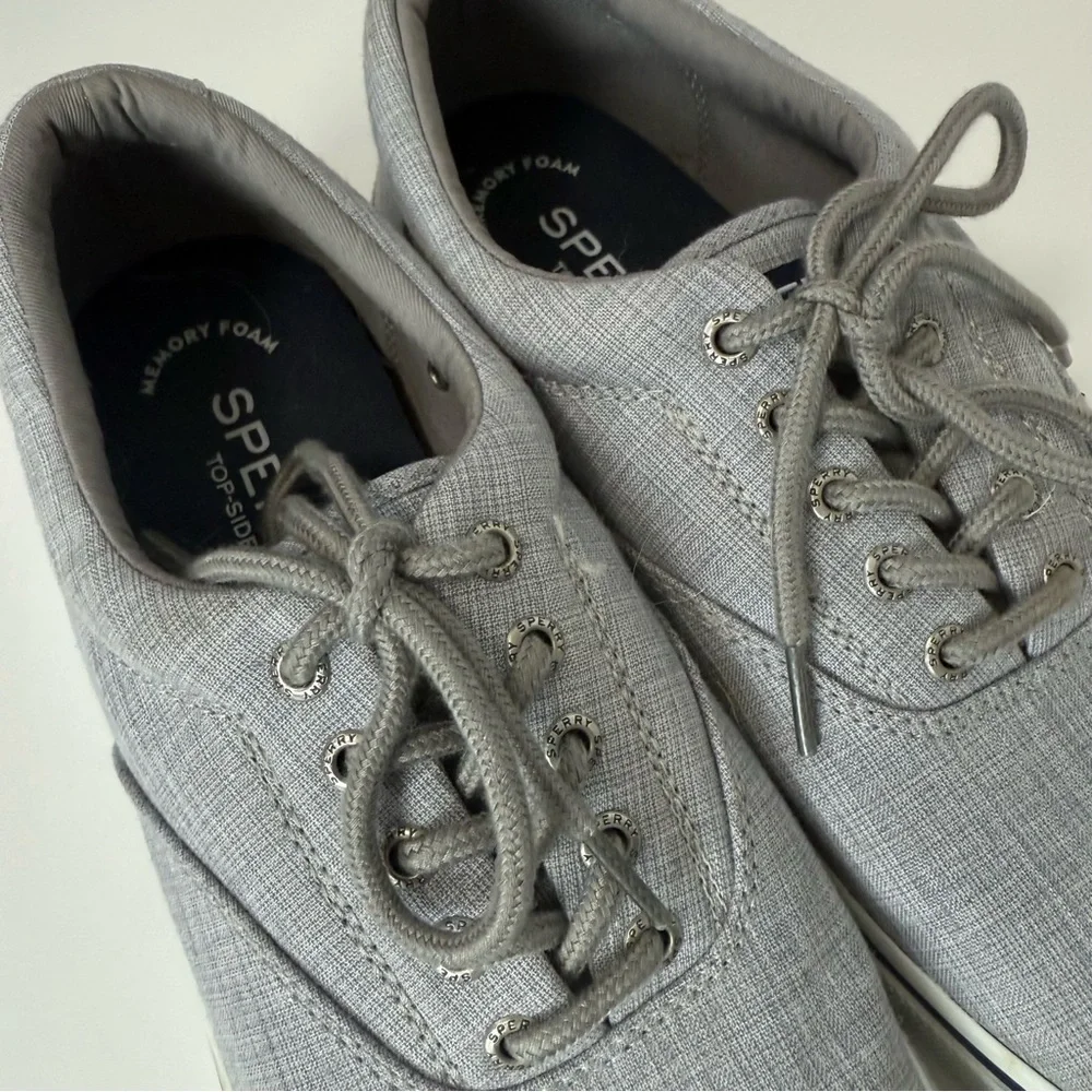 Sperry Top Sider Halyard CVO Linen Sneaker Men's Light Gray Size 10 - Picture 9 of 9